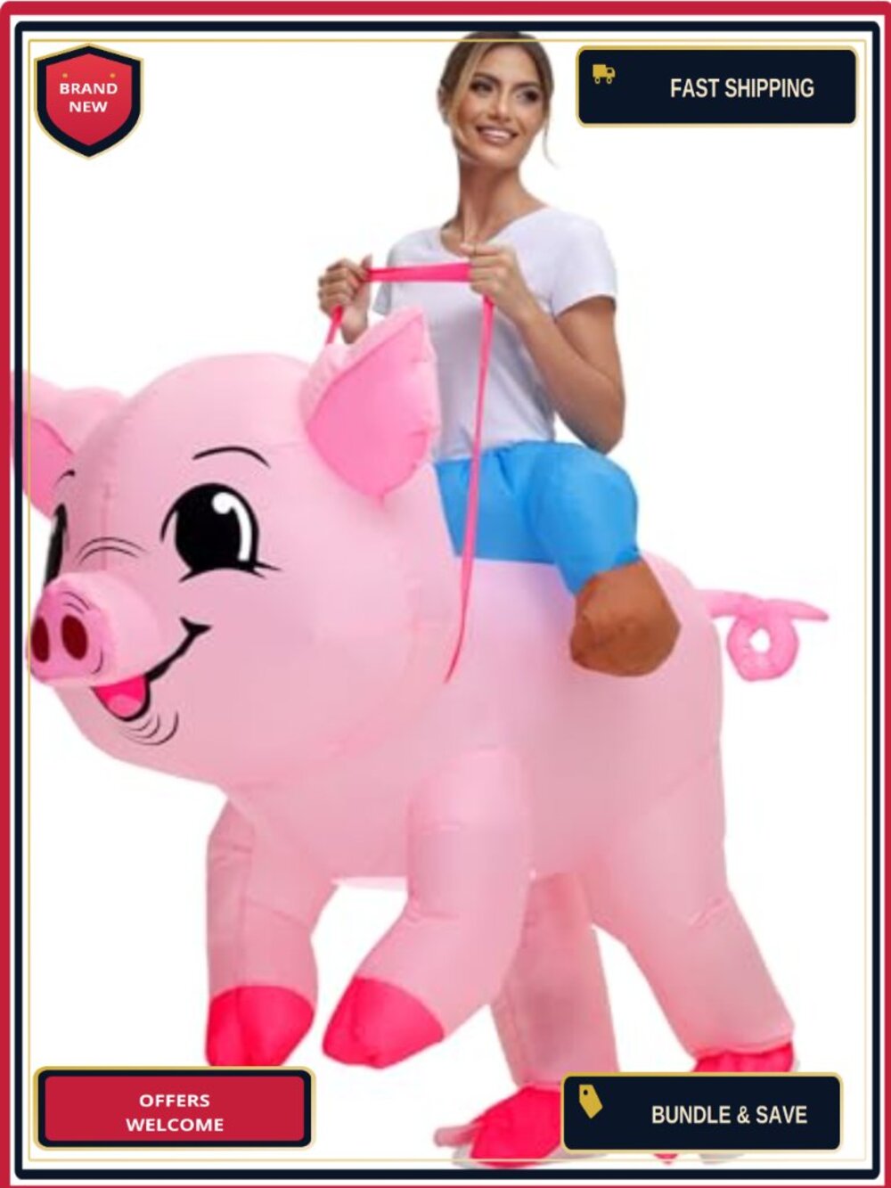 Inflatable Pig Costume Adult Blow Up Halloween Cosplay Party Suit